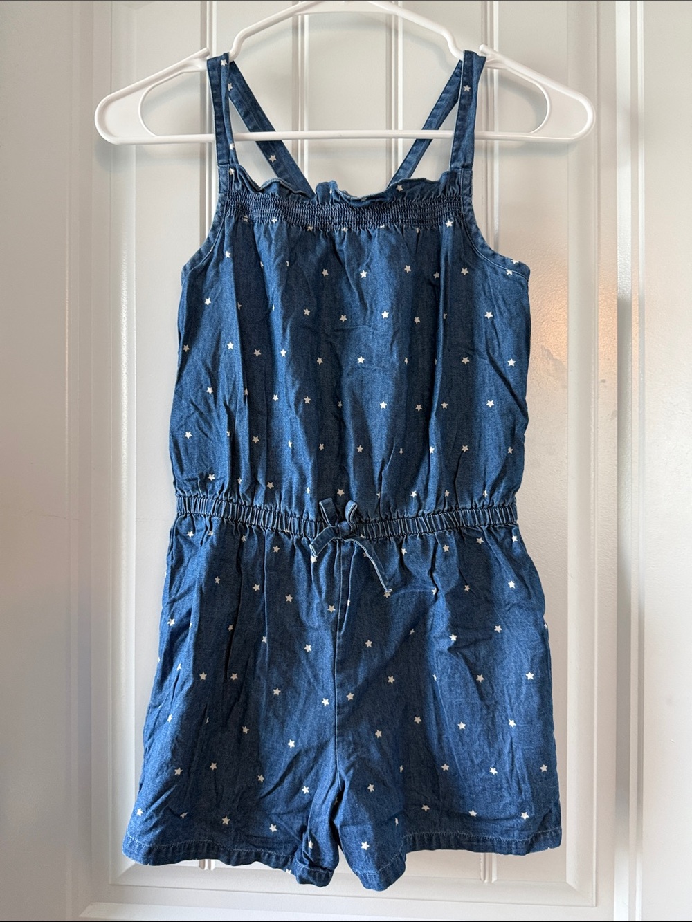 Gently worn Cat & Jack Navy Blue Star-Print Denim-Style Romper